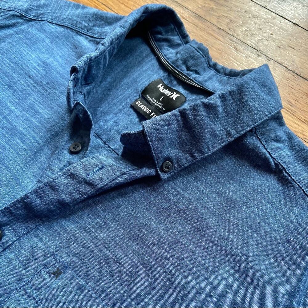 HURLEY Blue Cotton Casual Button Down Shirt size Large